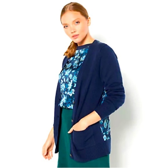 Jason WU - NWOT Hunter Green Mixed Media Floral Print Back Cardigan Size Small - Picture 1 of 12